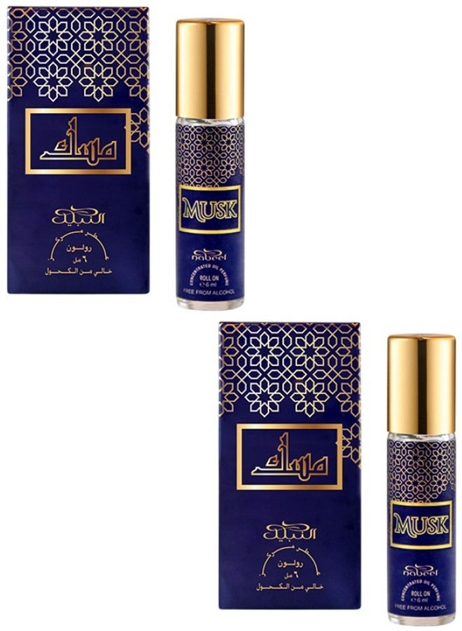 Nabeel 2 Pcs Nabeel Musk Roll-On Oil Perfume 6 ML Pure Long-Lasting Musk Attar for Men and Women - Image 1